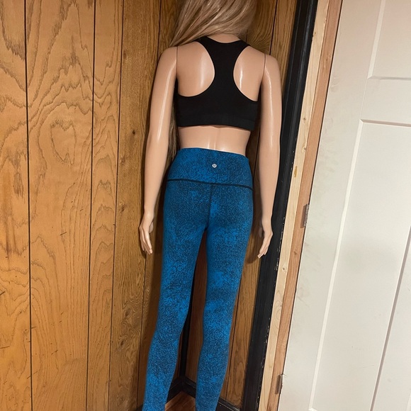 Lululemon" Wunder Under Pant III Luon Spray Jacquard shocking Blue Black - Picture 4 of 15